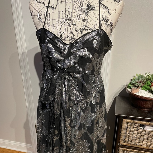 Floral Shiny Metallic Vintage y2k Whimsgoth Coquette Coastal Formal Prom Evening - Picture 3 of 10